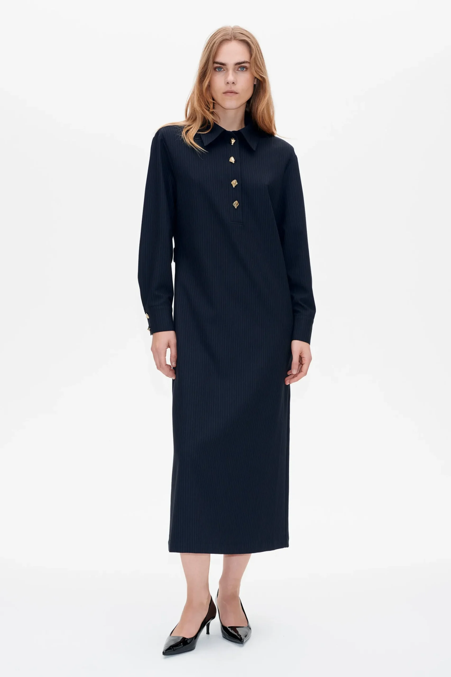 Baum und Pferdgarten ANNELLA DRESS | Blackish Pinstripe Hot