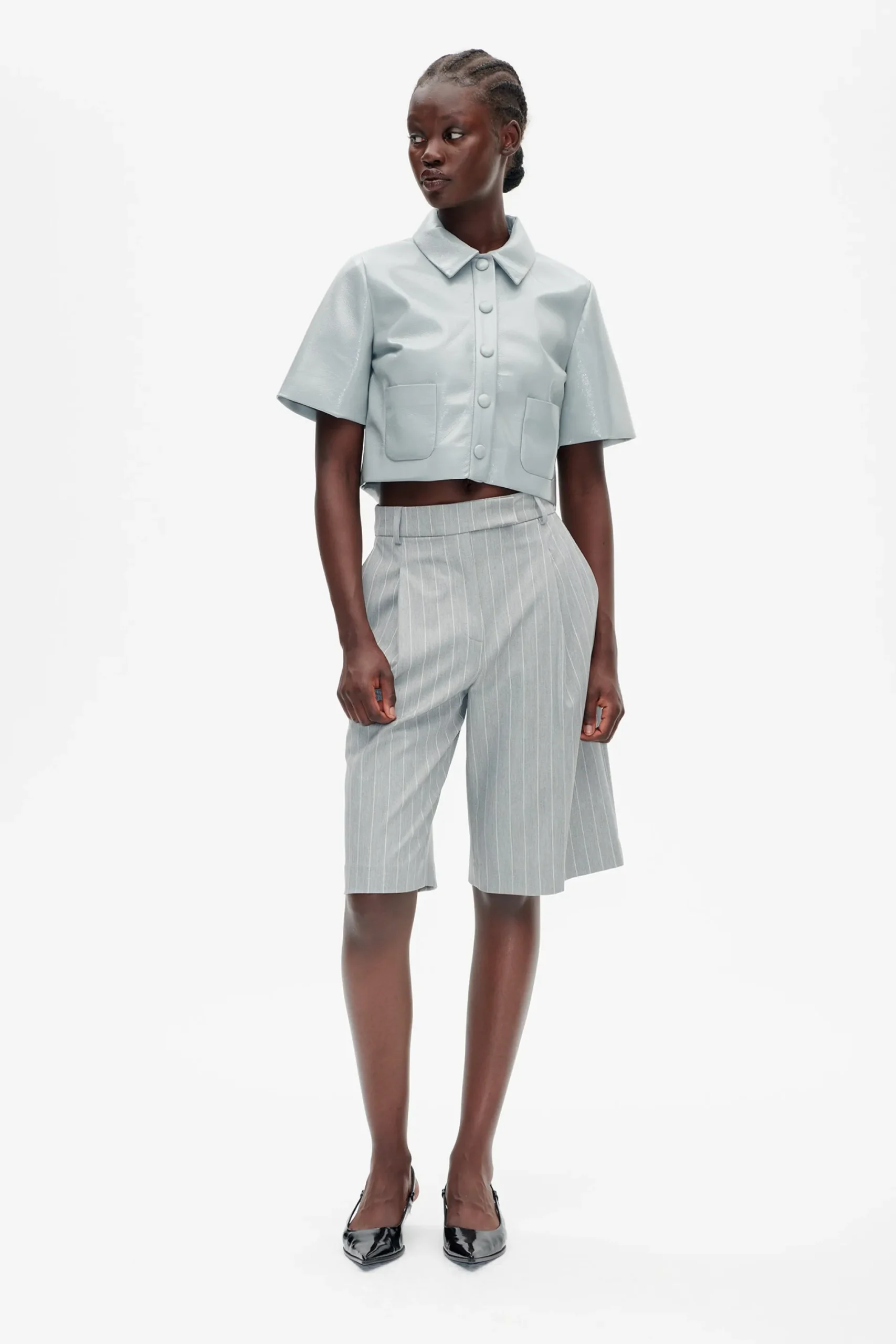 Baum und Pferdgarten Nico shorts from | Grey Wallstreet Pinstripe New